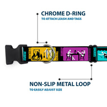 Load image into Gallery viewer, Plastic Clip Collar - Supernatural SAVING PEOPLE-HUNTING THINGS-FAMILY BUSINESS Blocks Black/Teal/Gold/Purple/White