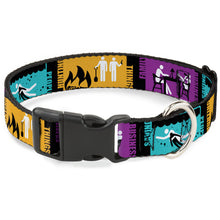Load image into Gallery viewer, Plastic Clip Collar - Supernatural SAVING PEOPLE-HUNTING THINGS-FAMILY BUSINESS Blocks Black/Teal/Gold/Purple/White