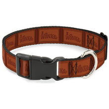 Load image into Gallery viewer, Plastic Clip Collar - Willy Wonka and the Chocolate Factory WONKA Chocolate Bar Browns