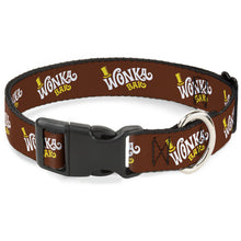 Load image into Gallery viewer, Plastic Clip Collar - Willy Wonka and the Chocolate Factory WONKA BAR Logo Brown/Yellow/White