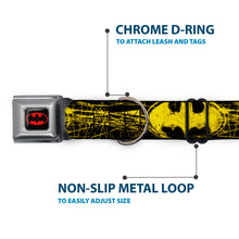 Load image into Gallery viewer, Batman Full Color Black Yellow Seatbelt Buckle Collar - Batman Shield CLOSE-UP Sketch Black/Yellow
