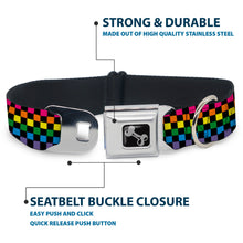 Load image into Gallery viewer, Dog Bone Seatbelt Buckle Collar - Checker Black/Neon Rainbow