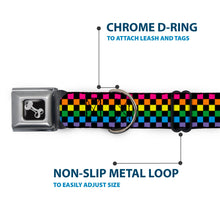 Load image into Gallery viewer, Dog Bone Seatbelt Buckle Collar - Checker Black/Neon Rainbow