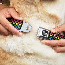 Load image into Gallery viewer, Dog Bone Seatbelt Buckle Collar - Checker Black/Neon Rainbow
