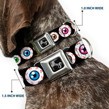 Load image into Gallery viewer, Dog Bone Seatbelt Buckle Collar - Eyeballs Black/Multi Color