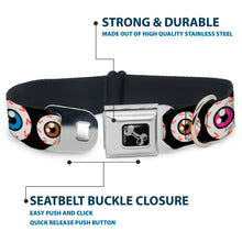 Load image into Gallery viewer, Dog Bone Seatbelt Buckle Collar - Eyeballs Black/Multi Color