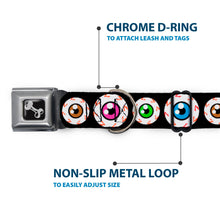 Load image into Gallery viewer, Dog Bone Seatbelt Buckle Collar - Eyeballs Black/Multi Color