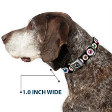 Load image into Gallery viewer, Dog Bone Seatbelt Buckle Collar - Eyeballs Black/Multi Color