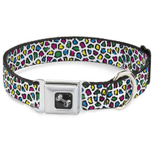 Load image into Gallery viewer, Dog Bone Seatbelt Buckle Collar - Leopard White/Multi Color