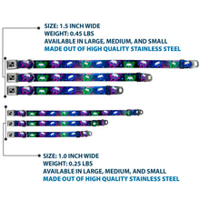 Load image into Gallery viewer, Dog Bone Seatbelt Buckle Collar - Laser Eye Cats in Space