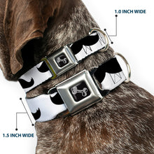 Load image into Gallery viewer, Dog Bone Seatbelt Buckle Collar - Mustaches White/Black