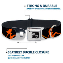 Load image into Gallery viewer, Dog Bone Seatbelt Buckle Collar - Mud Flap Girl Repeat Black/Orange Fade