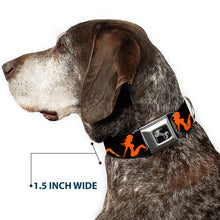 Load image into Gallery viewer, Dog Bone Seatbelt Buckle Collar - Mud Flap Girl Repeat Black/Orange Fade