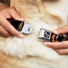 Load image into Gallery viewer, Dog Bone Seatbelt Buckle Collar - Mud Flap Girl Repeat Black/Orange Fade