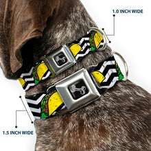 Load image into Gallery viewer, Dog Bone Seatbelt Buckle Collar - Taco/Chevron Black/White