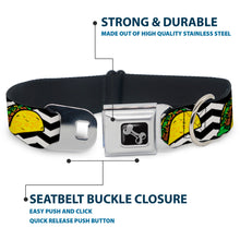 Load image into Gallery viewer, Dog Bone Seatbelt Buckle Collar - Taco/Chevron Black/White