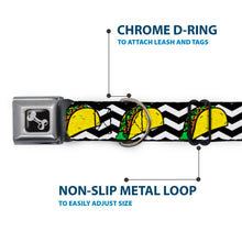 Load image into Gallery viewer, Dog Bone Seatbelt Buckle Collar - Taco/Chevron Black/White