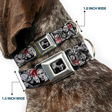 Load image into Gallery viewer, Dog Bone Seatbelt Buckle Collar - ZOMBIE KILLER w/Stacked Zombies Sketch