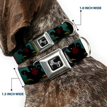 Load image into Gallery viewer, Dog Bone Seatbelt Buckle Collar - ZOMBIE KILLER Zombie March Green/Red/Black