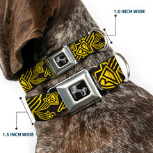 Load image into Gallery viewer, Dog Bone Seatbelt Buckle Collar - BD Logo Scattered Black/Yellow