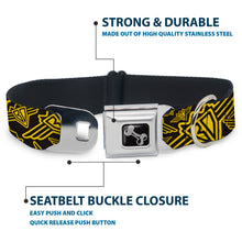 Load image into Gallery viewer, Dog Bone Seatbelt Buckle Collar - BD Logo Scattered Black/Yellow