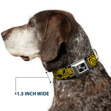 Load image into Gallery viewer, Dog Bone Seatbelt Buckle Collar - BD Logo Scattered Black/Yellow