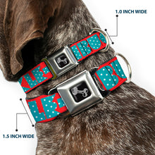 Load image into Gallery viewer, Dog Bone Seatbelt Buckle Collar - BUCKLE-DOWN Shapes Red/Dot Turquoise/White