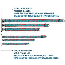 Load image into Gallery viewer, Dog Bone Seatbelt Buckle Collar - BUCKLE-DOWN Shapes Red/Dot Turquoise/White