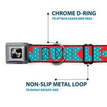 Load image into Gallery viewer, Dog Bone Seatbelt Buckle Collar - BUCKLE-DOWN Shapes Red/Dot Turquoise/White