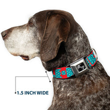 Load image into Gallery viewer, Dog Bone Seatbelt Buckle Collar - BUCKLE-DOWN Shapes Red/Dot Turquoise/White