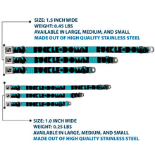 Load image into Gallery viewer, Dog Bone Seatbelt Buckle Collar - BUCKLE-DOWN Shapes Dot Turquoise/White/Black
