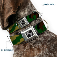 Load image into Gallery viewer, Dog Bone Black/Silver Seatbelt Buckle Collar - FAFO FUCK AROUND &amp; FIND OUT Stencil Camo/White