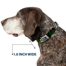 Load image into Gallery viewer, Dog Bone Black/Silver Seatbelt Buckle Collar - FAFO FUCK AROUND &amp; FIND OUT Stencil Camo/White