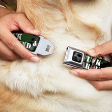 Load image into Gallery viewer, Dog Bone Black/Silver Seatbelt Buckle Collar - FAFO FUCK AROUND &amp; FIND OUT Stencil Camo/White