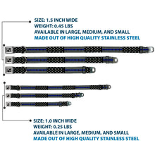 Load image into Gallery viewer, Dog Bone Black/Silver Seatbelt Buckle Collar - FAFO FUCK AROUND AND FIND OUT Thin Blue Line Flag