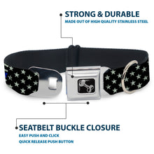 Load image into Gallery viewer, Dog Bone Black/Silver Seatbelt Buckle Collar - FAFO FUCK AROUND AND FIND OUT Thin Blue Line Flag
