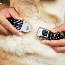Load image into Gallery viewer, Dog Bone Black/Silver Seatbelt Buckle Collar - FAFO FUCK AROUND AND FIND OUT Thin Blue Line Flag
