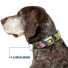 Load image into Gallery viewer, Alice in Wonderland THIS WAY Sign/Flowers Full Color Seatbelt Buckle Collar - Alice &amp; Cheshire Cat Poses/Flowers