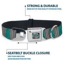 Load image into Gallery viewer, Alice Through the Looking Glass Cheshire Cat Pose Full Color Black Seatbelt Buckle Collar - Cheshire Cat Stripes Gray/Teal/Black