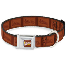 Load image into Gallery viewer, Willy Wonka and the Chocolate Factory WONKA BAR Logo Full Color Brown/Yellow/White Seatbelt Buckle Collar - Willy Wonka and the Chocolate Factory WONKA Chocolate Bar Browns by Buckle-Down