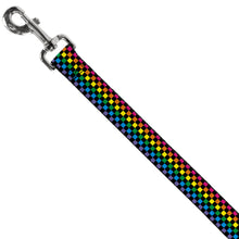 Load image into Gallery viewer, Dog Leash - Checker Black/Neon Rainbow