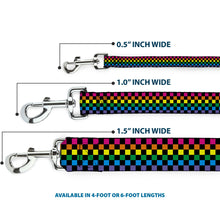 Load image into Gallery viewer, Dog Leash - Checker Black/Neon Rainbow