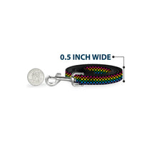 Load image into Gallery viewer, Dog Leash - Checker Black/Neon Rainbow