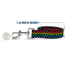 Load image into Gallery viewer, Dog Leash - Checker Black/Neon Rainbow