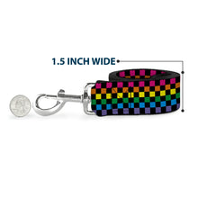 Load image into Gallery viewer, Dog Leash - Checker Black/Neon Rainbow