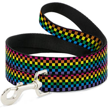 Load image into Gallery viewer, Dog Leash - Checker Black/Neon Rainbow