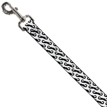 Load image into Gallery viewer, Dog Leash - Diagonal Handlebar Mustaches White/Black