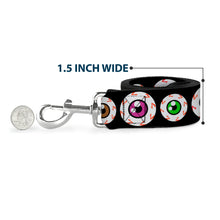 Load image into Gallery viewer, Dog Leash - Eyeballs Black/Multi Color