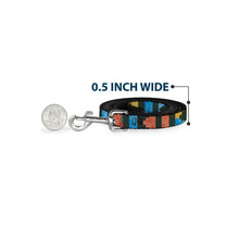 Load image into Gallery viewer, Dog Leash - Geometric8 Charcoal/Orange/Gold/Blue
