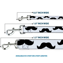 Load image into Gallery viewer, Dog Leash - Mustaches White/Black